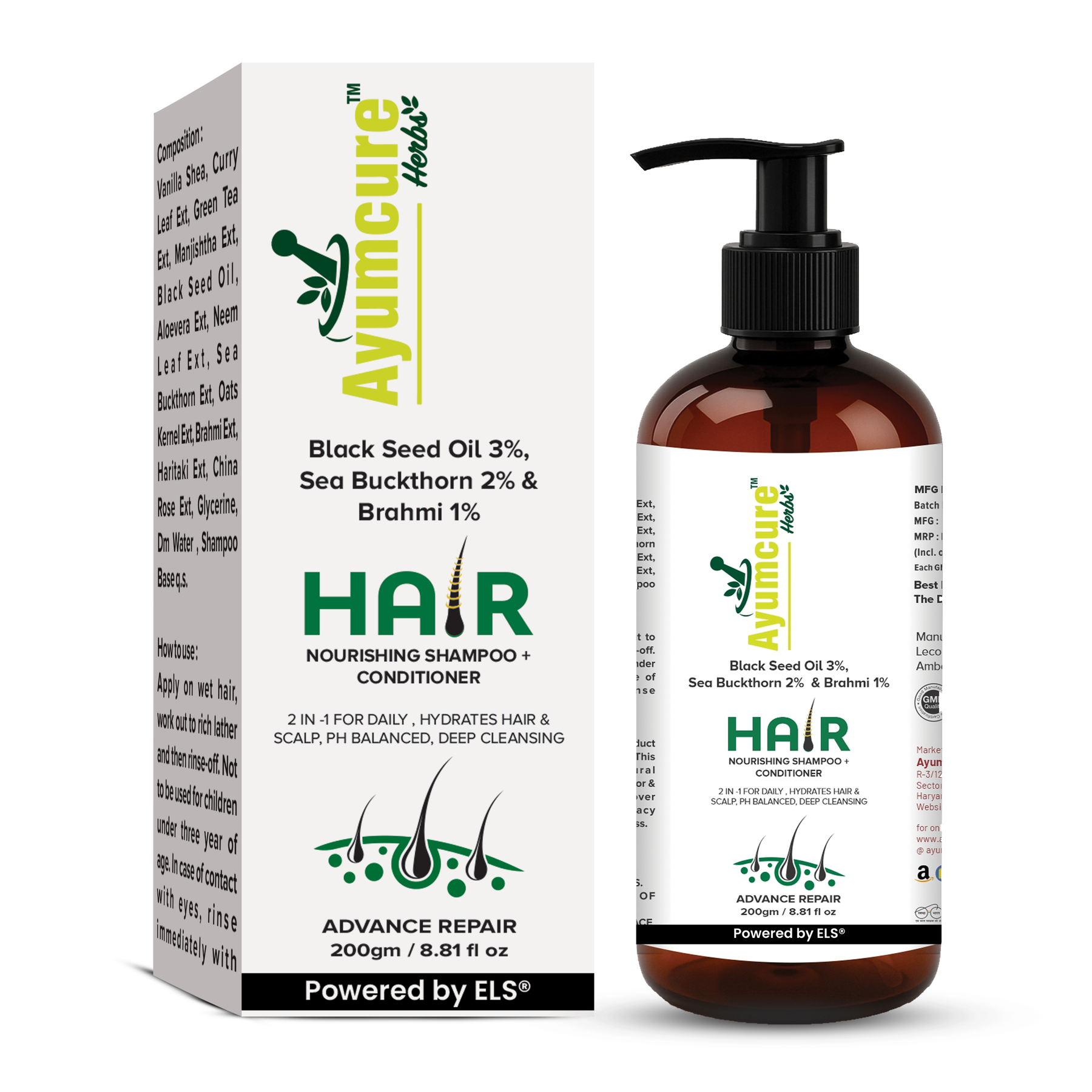 3% Black Seeds Oil + 2% Sea Buckthorn Shampoo + Conditioner | Hair Growth | Unisex