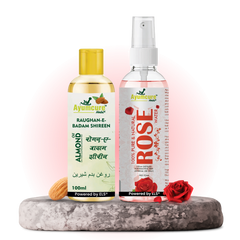 Rose Water & Almond Oil Combo | Natural Hydration for Face, Hair & Body | Unisex