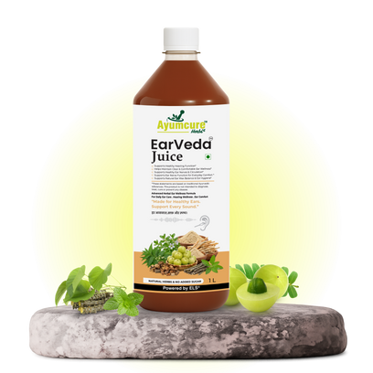 Ayumcure EarVeda Juice – Ayurvedic Ear Wellness Juice with | Supports Healthy Hearing, Ear Nerve Function & Circulation | Natural Herbs, No Added Sugar | 1L