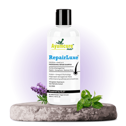 RepairLuxe Professional Repair Shampoo | Protein + Omega-9 Technology | DHT Blocker | Repairs Dry & Damaged Hair | Strengthens Hair Fibres, Reduces Breakage & Supports Healthy Hair Growth | With Fenugreek, Rosemary & Saw Palmetto | SLS Free