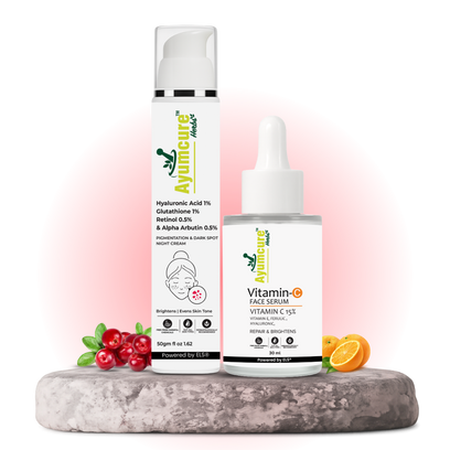 The Glow AM+PM Duo — Vitamin C Serum + Retinol Night Cream | 24-Hour Brightening Routine | Unisex