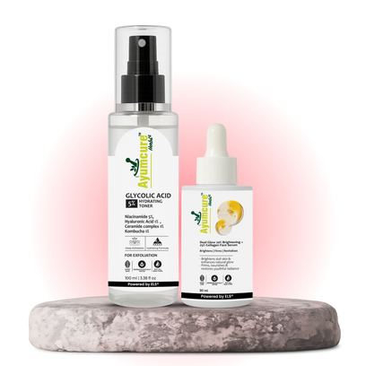 The Exfoliate + Brighten Duo — Glycolic Acid Toner + Dual Glow Serum | All Skin Types