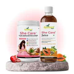 She Care Women’s Wellness Combo | Plant-Based Protein Powder 400 g + Ayurvedic Herbal Juice 500 ml | Daily Nutrition, Hormonal Wellness & Monthly Comfort Support