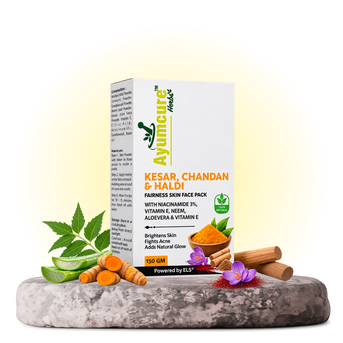 Radiance Face Pack | Kesar, Chandan & Haldi + 3% Niacinamide | Men & Women