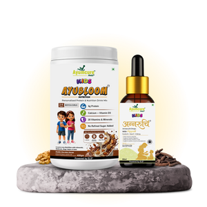 Kids Combo — Annaruchi Drops + AYUBLOOM Nutrition Drink Powder | For Boys & Girls 1-12 Years