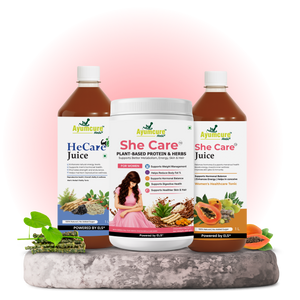 His & Her Wellness Combo | She Care Juice 1 L + HeCare Juice 1 L + Women’s Plant-Based Protein Powder 400 g, Chocolate Flavour |