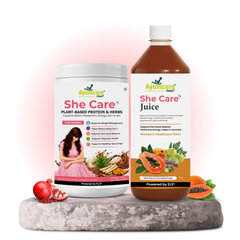 She Care Women’s Wellness Combo | Plant-Based Protein Powder 400 g + Ayurvedic Herbal Juice 1 L | Daily Nutrition, Hormonal Wellness & Monthly Comfort Support