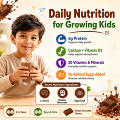 Ayumcure Kids AYUBLOOM Nutrition Drink Powder | No Refined Sugar Added | 6g Protein Per Serving | With DHA, Wellmune, Choline & L-Serine | 13 Vitamins & 6 Minerals | Complete Daily Nutrition for Boys & Girls 2-6 Years