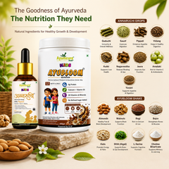 Kids Combo — Annaruchi Drops + AYUBLOOM Nutrition Drink Powder | For Boys & Girls 1-12 Years