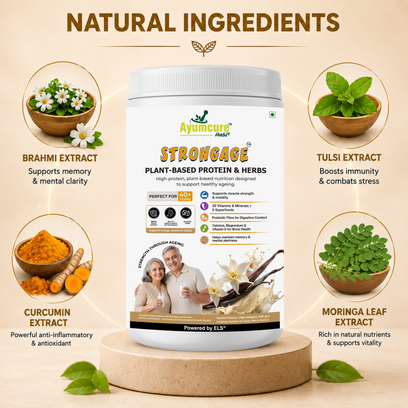 StrongAge Plant-Based Protein Powder for Men & Women 40+ | High Protein with 20 Vitamins & Minerals + 5 Superfoods | Supports Muscle Strength, Mobility, Bone Health, Energy & Healthy Ageing | Prebiotic Fibre | Vanilla Flavour | 400g - Alternate View