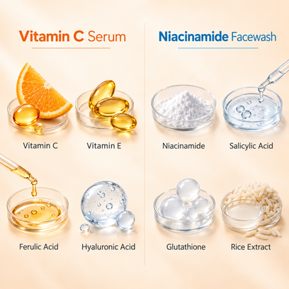 Ayumcure Niacinamide Face Wash 5% + Vitamin C 15% Face Serum Combo for Men & Women - Alternate View