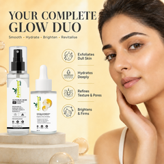 The Exfoliate + Brighten Duo — Glycolic Acid Toner + Dual Glow Serum | All Skin Types