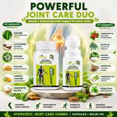 Joint Care Combo: Herbal Capsules + Pain Relief Oil | Flexibility | Men & Women