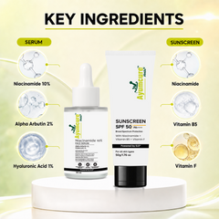 The Pigmentation Fix Duo — Niacinamide & Alpha Arbutin Face Serum + Niacinamide Sunscreen SPF 50 | Unisex