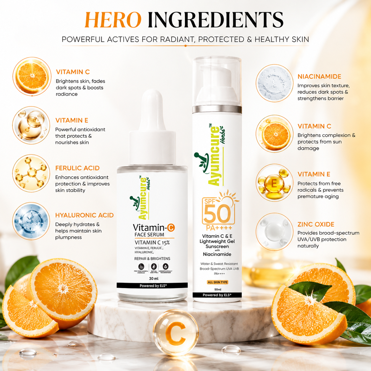 The Protect + Glow Duo — Vitamin C Serum + Vitamin C+E Sunscreen SPF 50 | Unisex