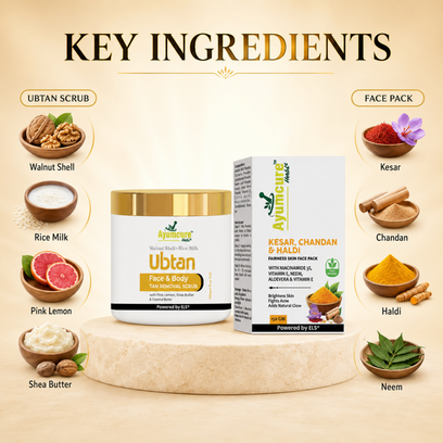 The Ubtan Glow Duo — Ubtan Tan Removal Scrub + Radiance Face Pack | Kesar & Chandan | Unisex - Alternate View