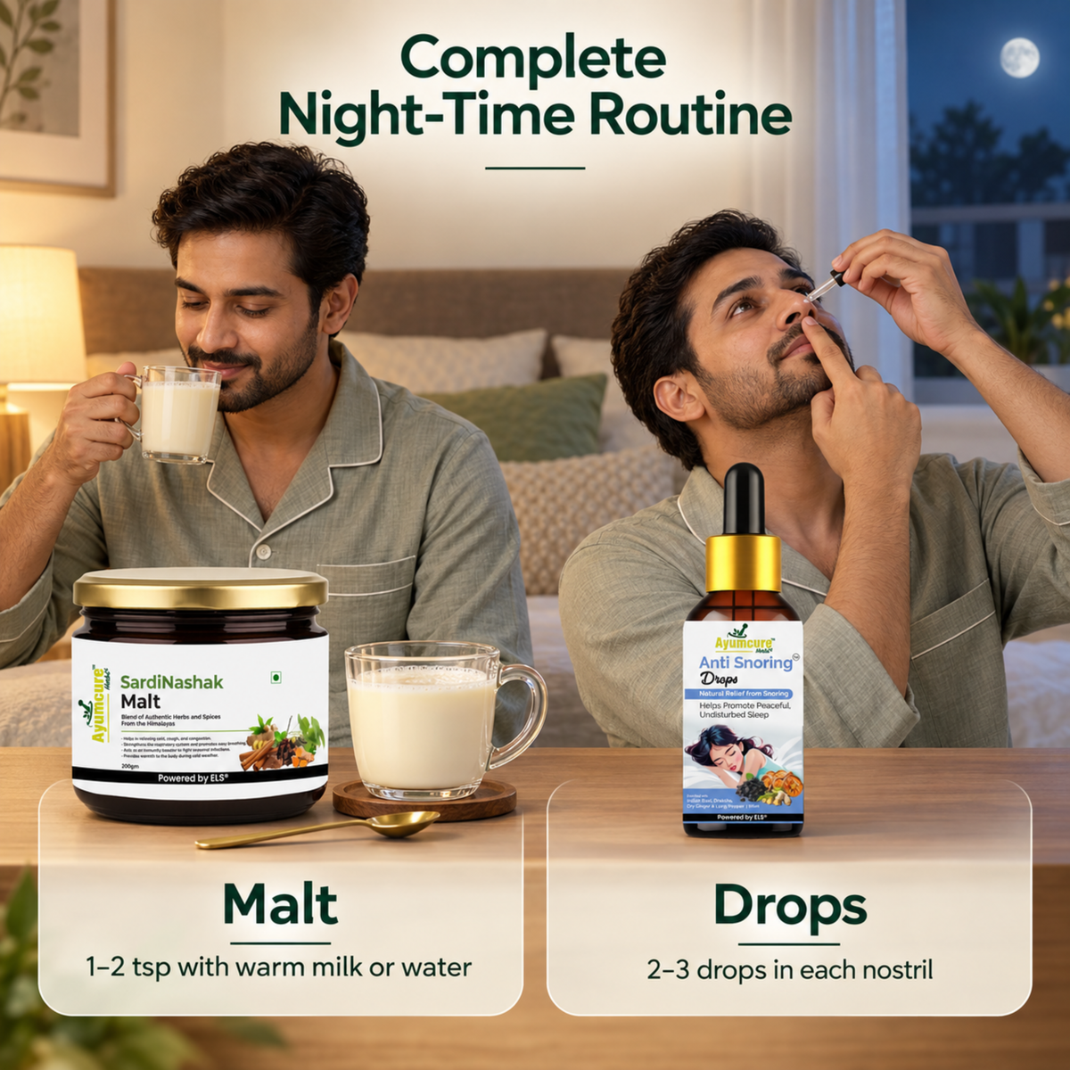 Ayumcure SardiNashak Malt 200g + Anti Snoring Drops 30ml Combo for Men & Women