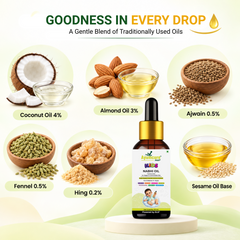 Ayumcure Herbs Kids Nabhi Oil | Ayurvedic Tummy Massage Oil | Coconut, Almond, Ajwain & Fennel | Gentle Navel Massage Care for Kids | 30ml