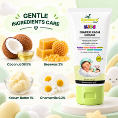 Ayumcure Herbs Kids Diaper Rash Cream | Soothes & Protects Delicate Skin | Ayurvedic with Coconut Oil, Aloe Vera & Kokum Butter | Moisture Barrier Protection | 100gm