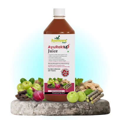 Ayumcure AyuRaktUp Juice | Ayurvedic Blood Health & Iron Support Tonic with 17+ Herbs | Supports Healthy Hemoglobin Levels, RBC Formation & Energy | Helps Reduce Fatigue | 100% Natural | For Men & Women | 1L