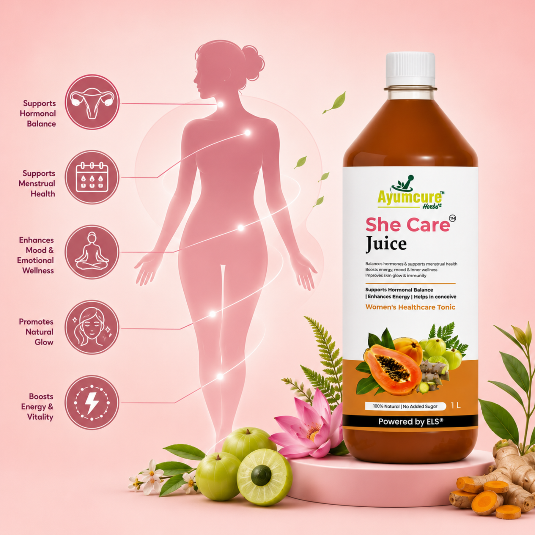 She Care Ayurvedic Juice | PCOS, PCOD & Period Pain Relief | Only For Women