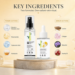The Exfoliate + Brighten Duo — Glycolic Acid Toner + Dual Glow Serum | All Skin Types