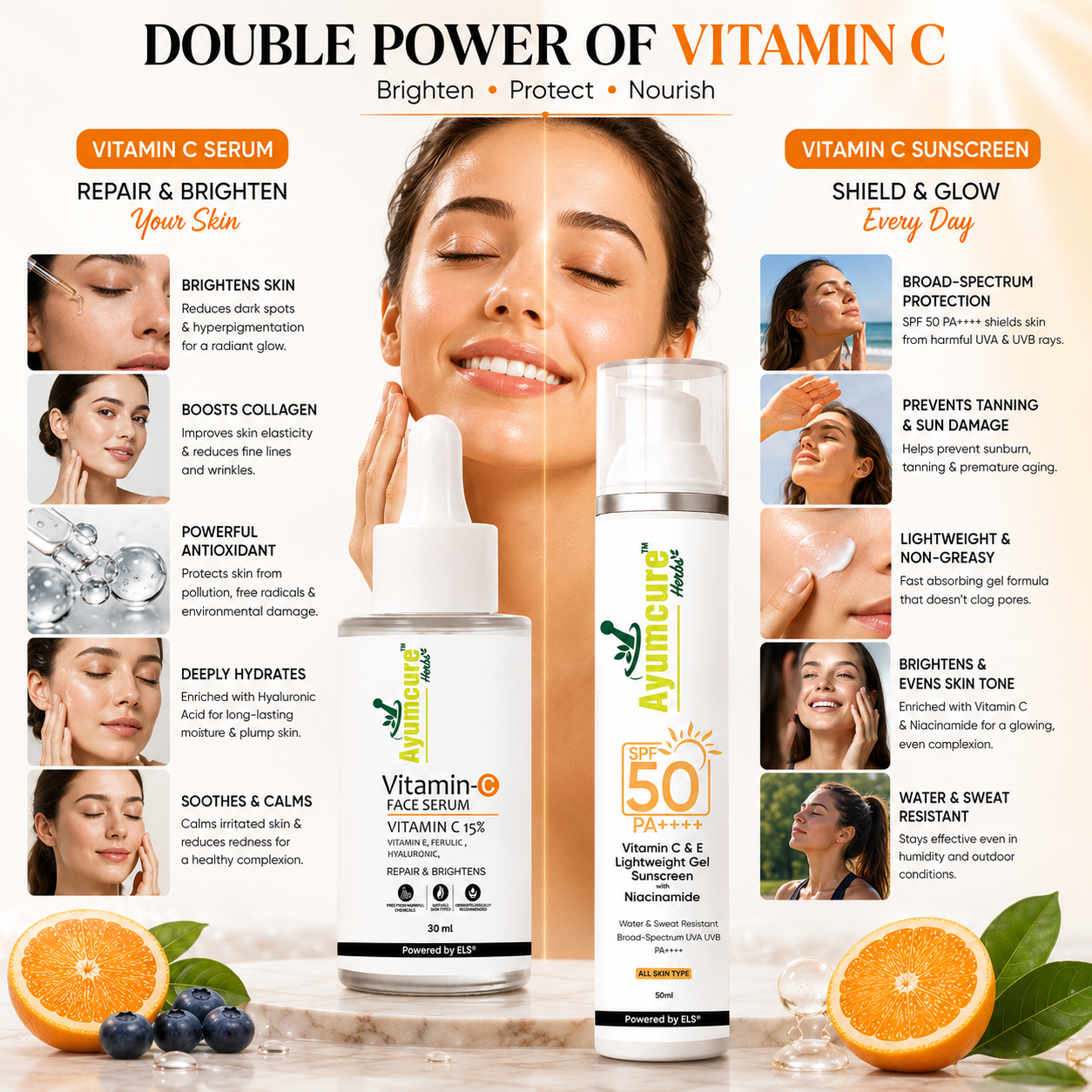 The Protect + Glow Duo — Vitamin C Serum + Vitamin C+E Sunscreen SPF 50 | Unisex