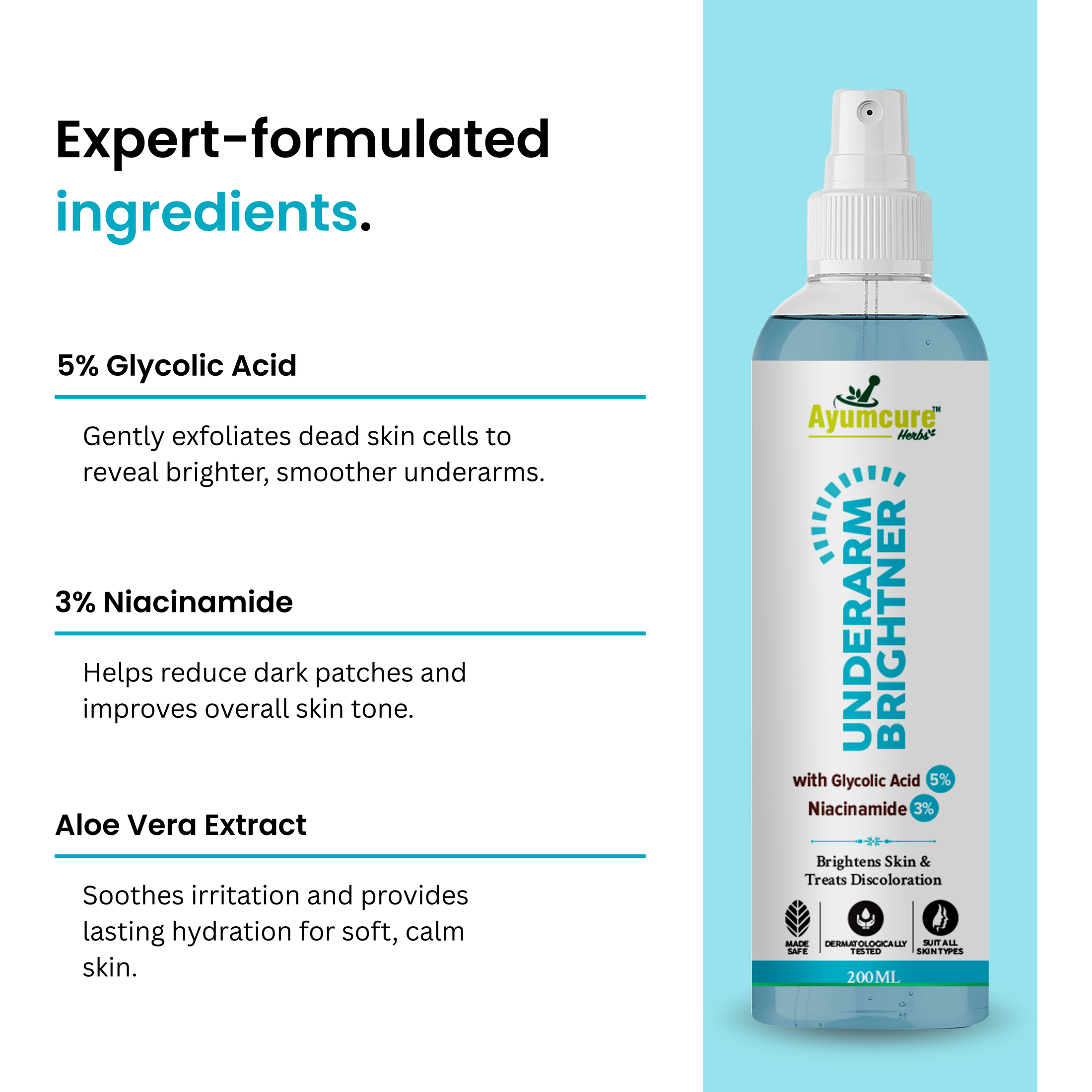 Underarm Brightening Combo: Niacinamide Spray + AHA 5% Roll-On | Men & Women