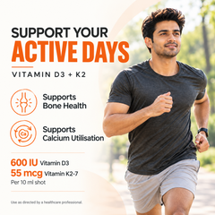 Ayumcure Ayuvita-D Vitamin D3 600 IU + K2 Liquid Shots | Sugar Free | Orange Flavour | 10ml × 8 Shots