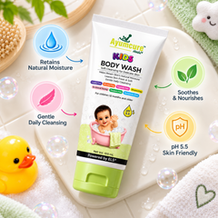 Ayumcure Herbs Kids Foaming Body Wash | Sulphate, Paraben & Silicone Free | Ayurvedic with Aloe Vera, Reetha & Shikakai | Soft Daily Cleanser for Delicate Skin | 100ml