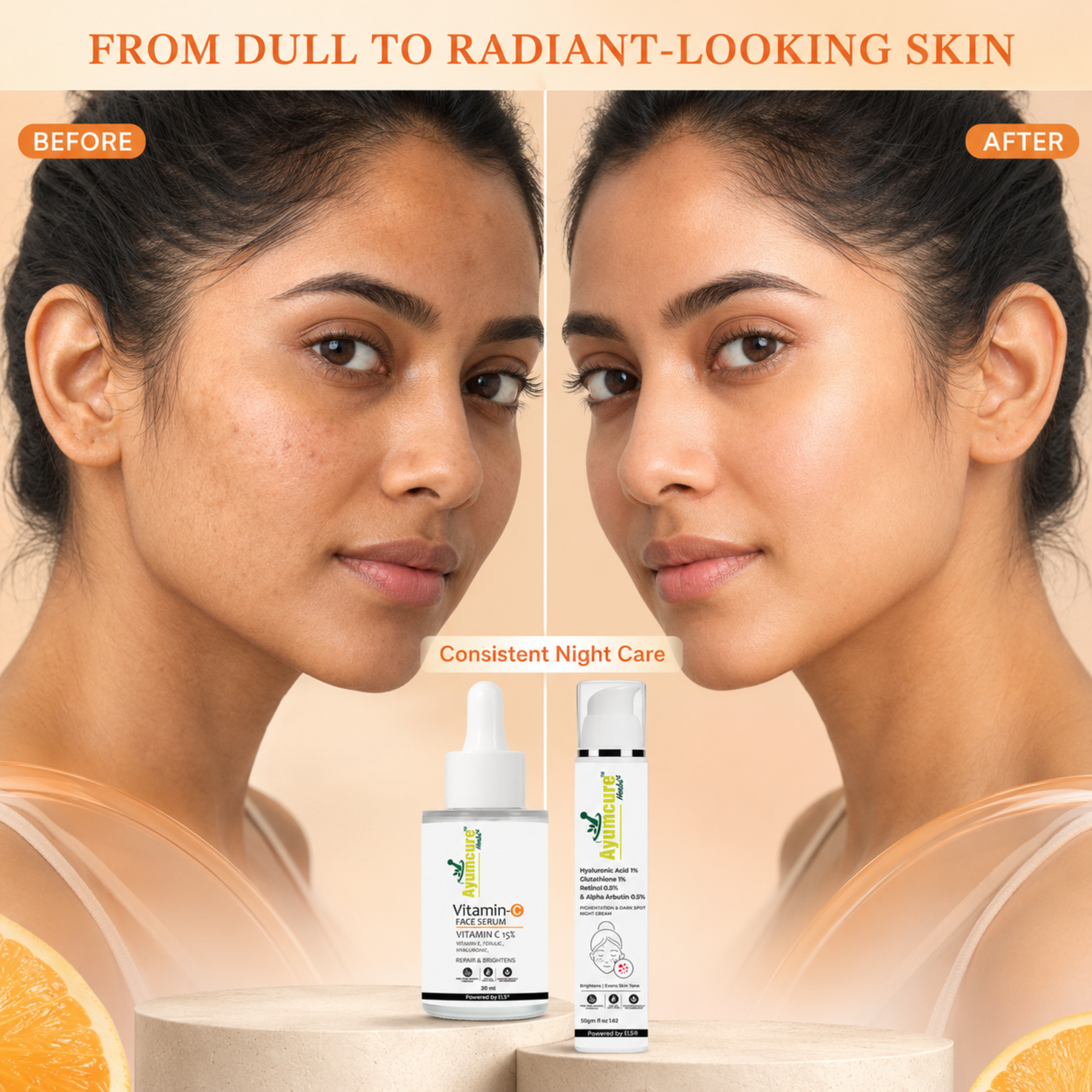 The Glow AM+PM Duo — Vitamin C Serum + Retinol Night Cream | 24-Hour Brightening Routine | Unisex