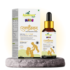 Ayumcure Kids Suvarnaprashan Drops | Golden Nectar Ayurvedic Immunity & Brain Support for Children 1-12 Years | With 24 Ct Gold, Suvarna Bhasma, Brahmi, Shankhpushpi, Vacha & Honey
