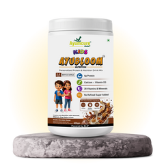 Ayumcure Kids AYUBLOOM Nutrition Drink Powder | No Refined Sugar Added | 6g Protein Per Serving | With DHA, Wellmune, Choline & L-Serine | 13 Vitamins & 6 Minerals | Complete Daily Nutrition for Boys & Girls 2-6 Years