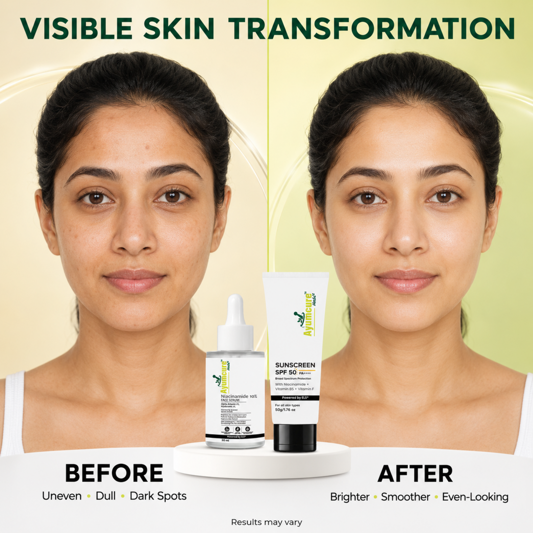 The Pigmentation Fix Duo — Niacinamide & Alpha Arbutin Face Serum + Niacinamide Sunscreen SPF 50 | Unisex