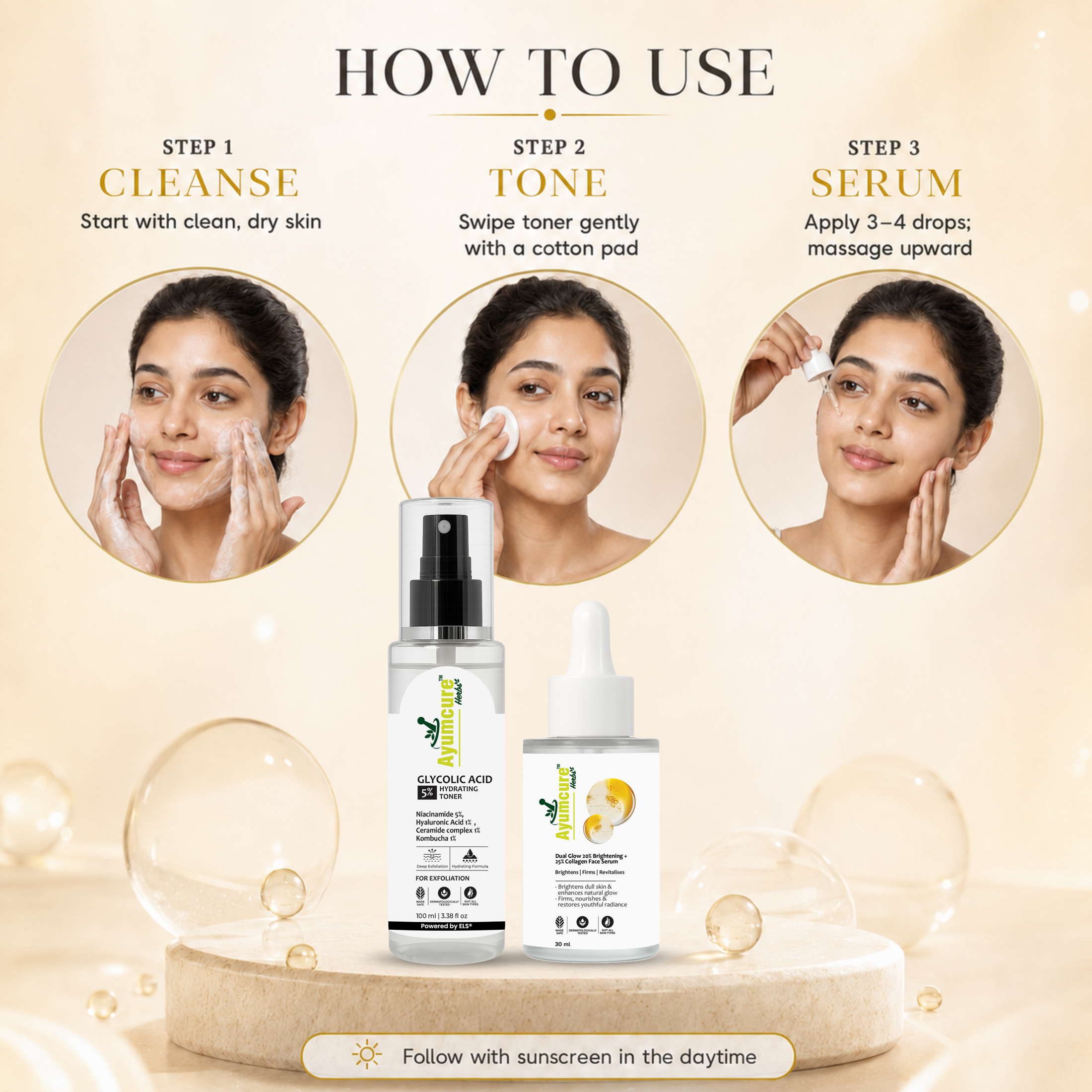 The Exfoliate + Brighten Duo — Glycolic Acid Toner + Dual Glow Serum | All Skin Types