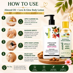 Winter Combo: Love & Glow Perfume Body Lotion + Almond Oil | Deep Moisturization | Unisex