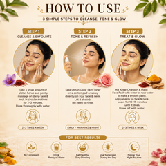 Ubtan Glow Combo: Face Pack + Toner + Scrub | 3% Niacinamide | Men & Women