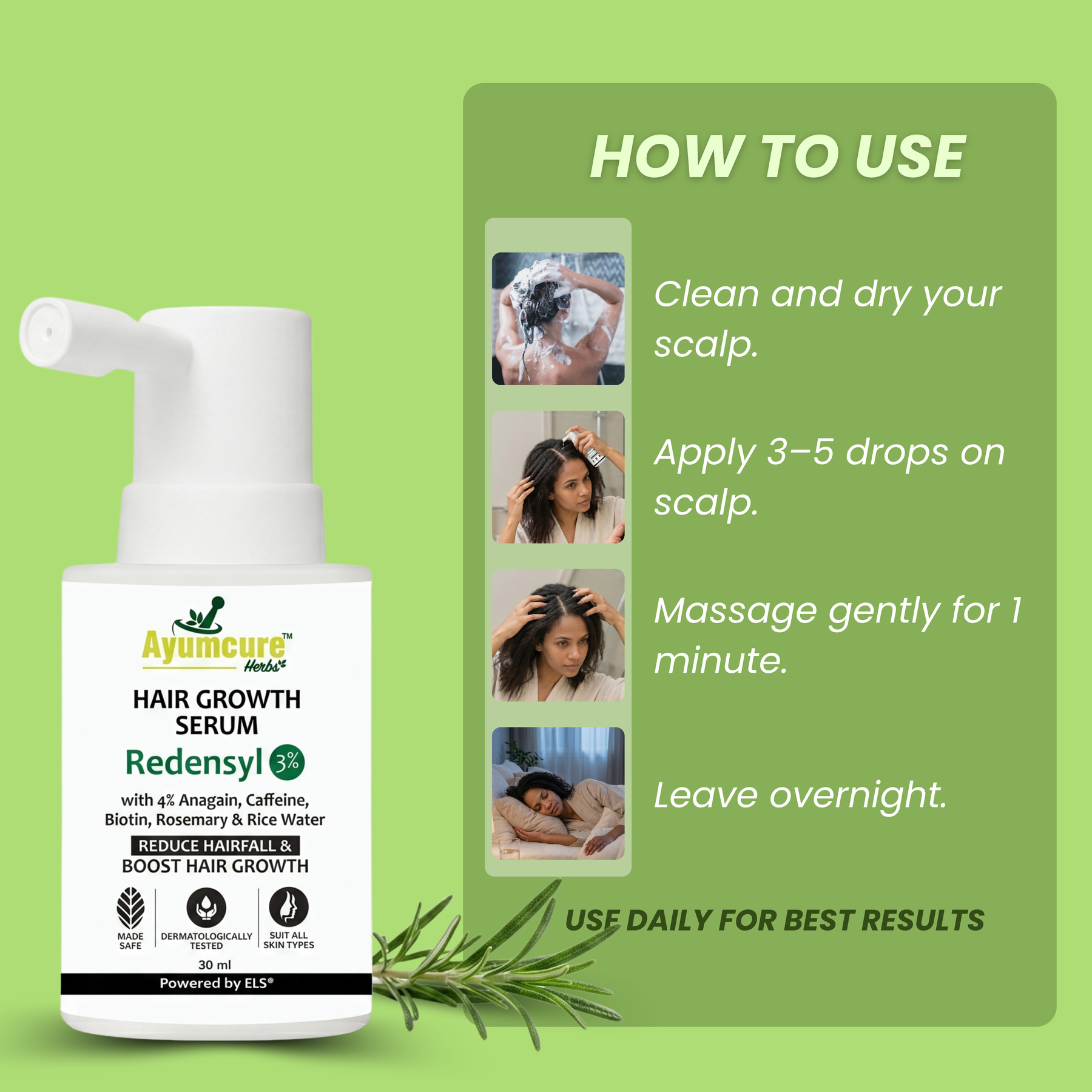 Hair Growth Serum | Biotin, Caffeine, Rice Water & Rosemary | Men & Women