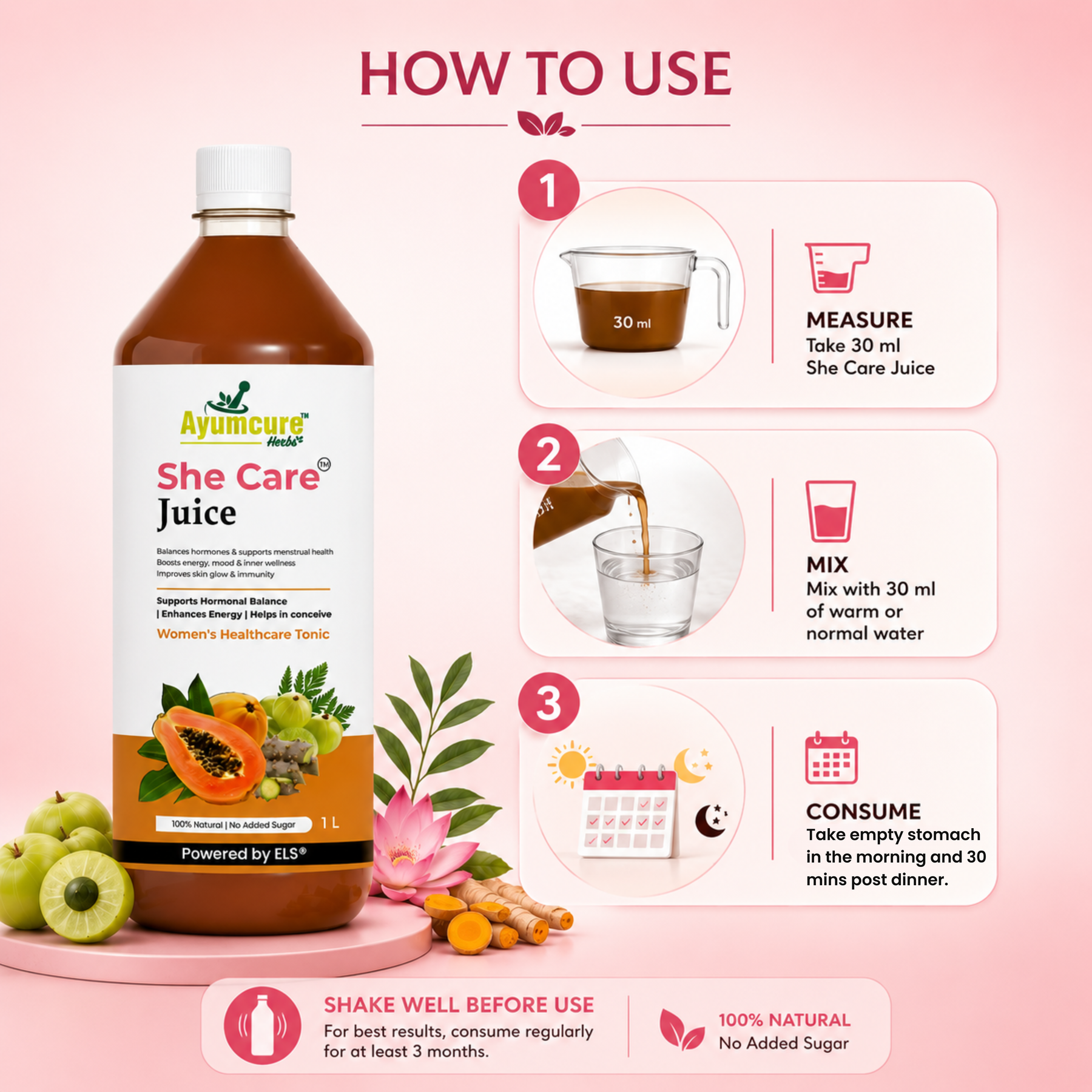She Care Ayurvedic Juice | PCOS, PCOD & Period Pain Relief | Only For Women
