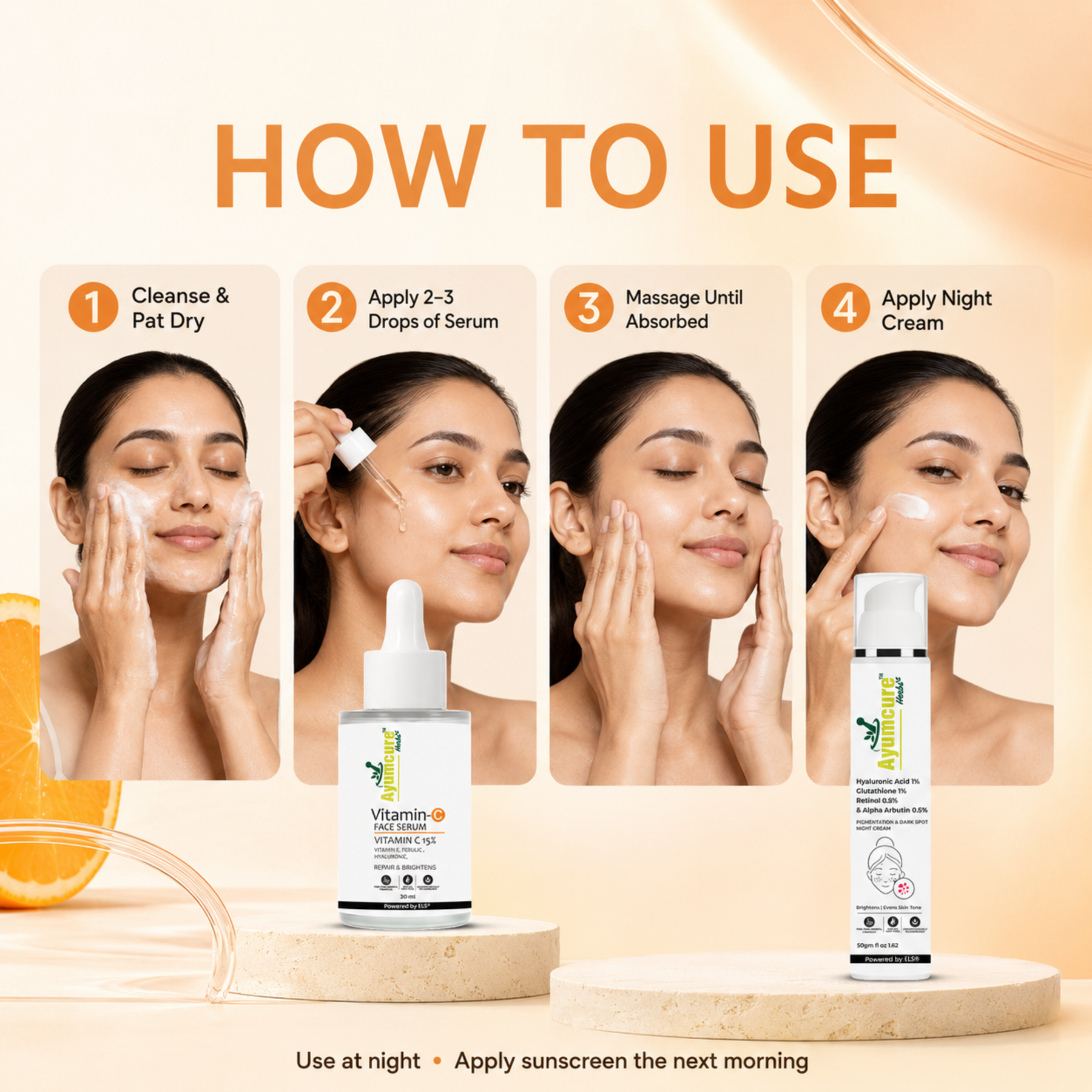 The Glow AM+PM Duo — Vitamin C Serum + Retinol Night Cream | 24-Hour Brightening Routine | Unisex