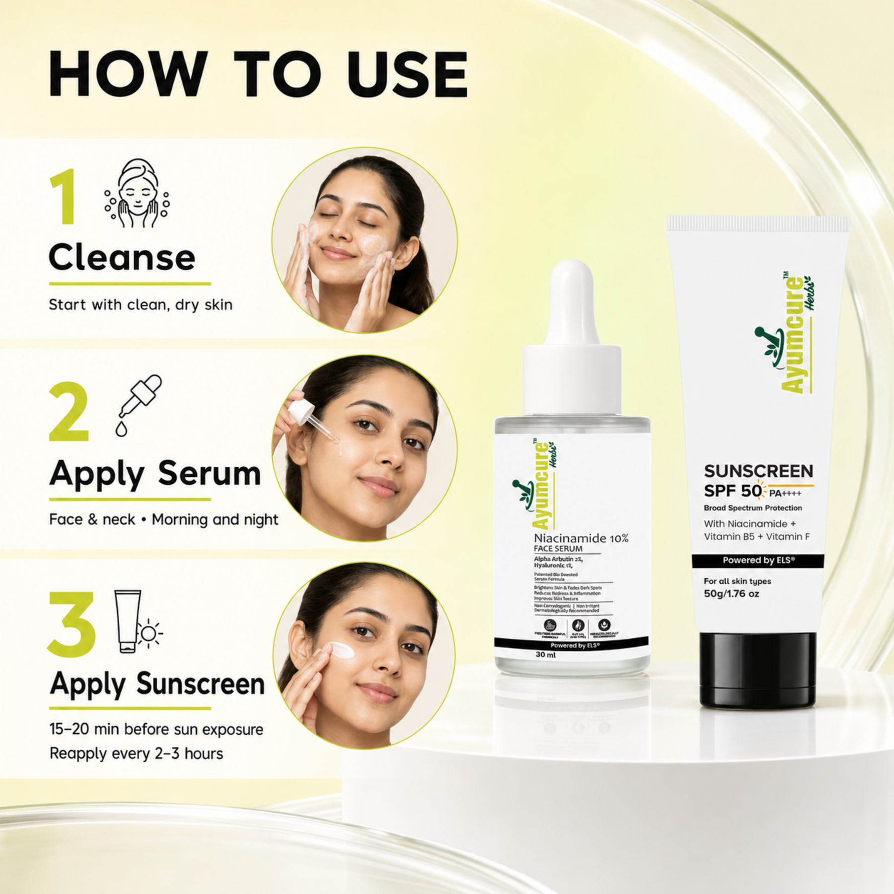 The Pigmentation Fix Duo — Niacinamide & Alpha Arbutin Face Serum + Niacinamide Sunscreen SPF 50 | Unisex
