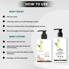 The De-Tan Body Duo — 1% Salicylic Acid Body Wash + 5% AHA Body Lotion | Men & Women