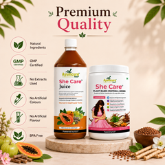 She Care Women’s Wellness Combo | Plant-Based Protein Powder 400 g + Ayurvedic Herbal Juice 1 L | Daily Nutrition, Hormonal Wellness & Monthly Comfort Support