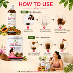 She Care Women’s Wellness Combo | Plant-Based Protein Powder 400 g + Ayurvedic Herbal Juice 500 ml | Daily Nutrition, Hormonal Wellness & Monthly Comfort Support