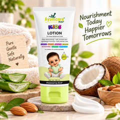 Ayumcure Herbs Kids 24-Hour Moisture Lotion | Sulphate, Paraben & Silicone Free | Ayurvedic with Aloe Vera, Kokum Butter & Almond Oil | Lightweight Daily Moisturiser | 100ml