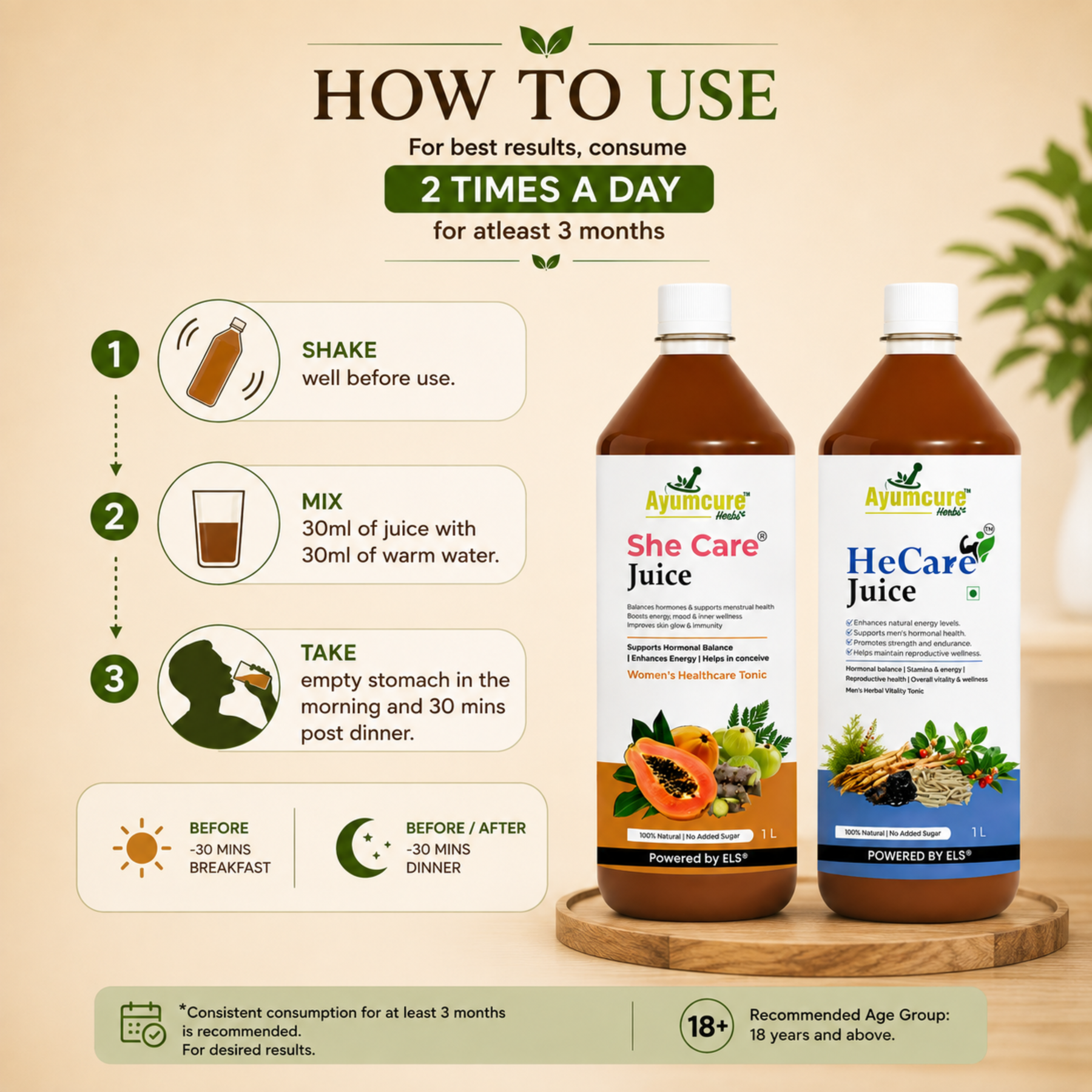 HeCare + SheCare Ayurvedic Couple Wellness Juice Combo | Men & Women