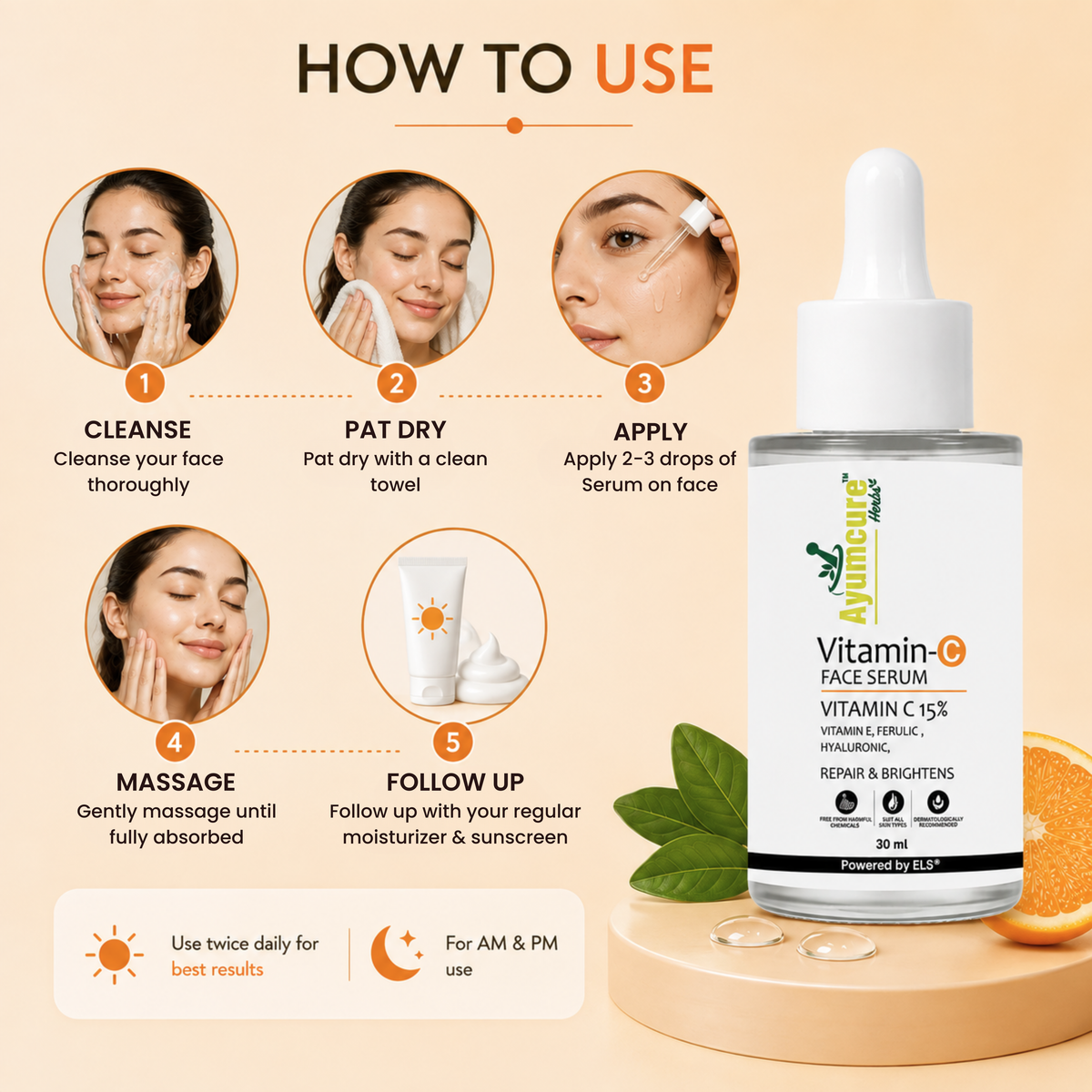 Vitamin C Face Serum | Ferulic Acid, Hyaluronic Acid & Vit E | Anti-Aging | Unisex