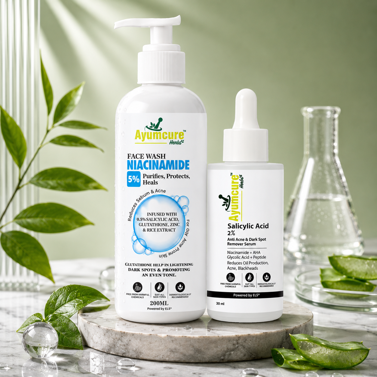 The Acne Clear Duo — 5% Niacinamide Face Wash + 2% Salicylic Acid Serum | Men & Women