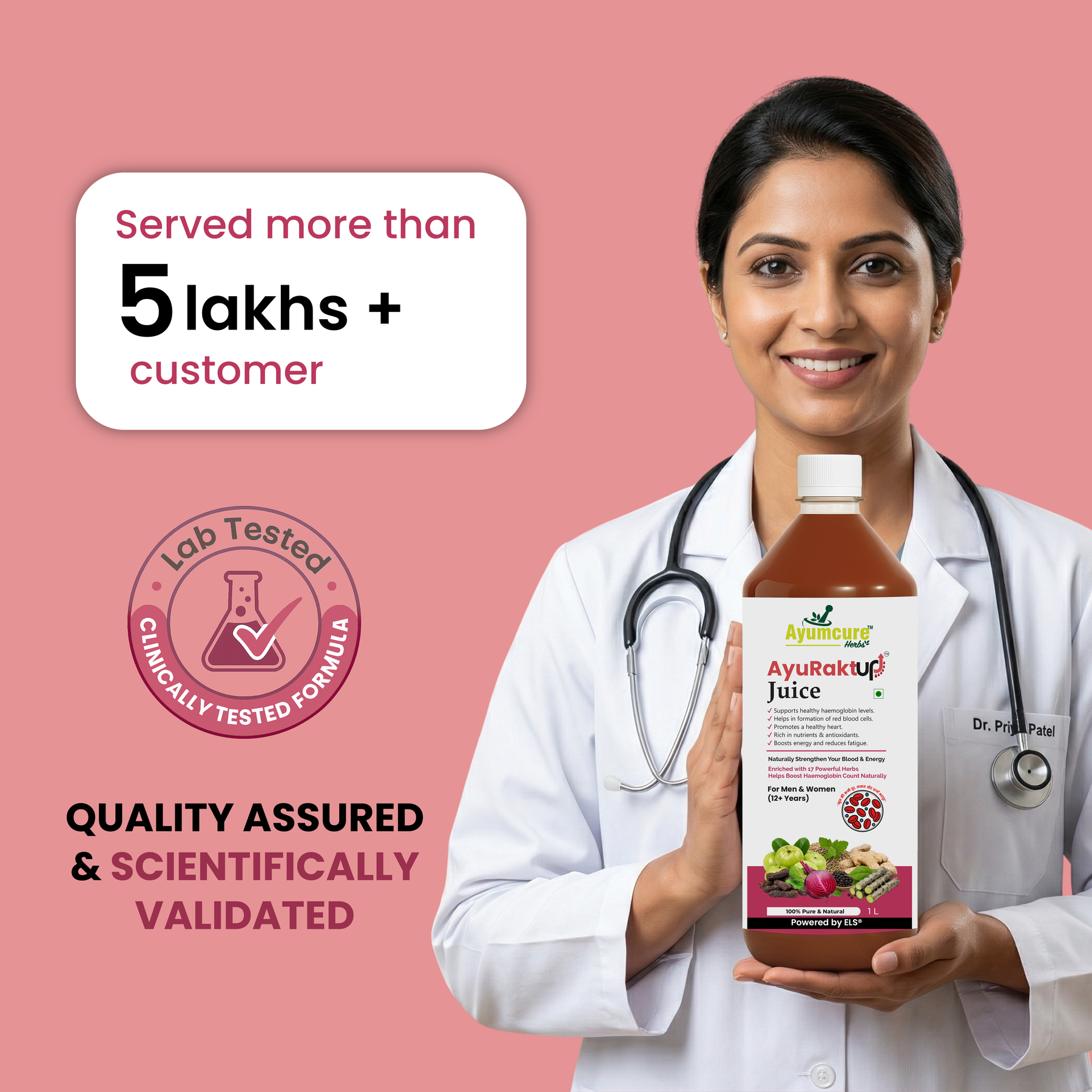 Ayumcure AyuRaktUp Juice | Ayurvedic Blood Health & Iron Support Tonic with 17+ Herbs | Supports Healthy Hemoglobin Levels, RBC Formation & Energy | Helps Reduce Fatigue | 100% Natural | For Men & Women | 1L