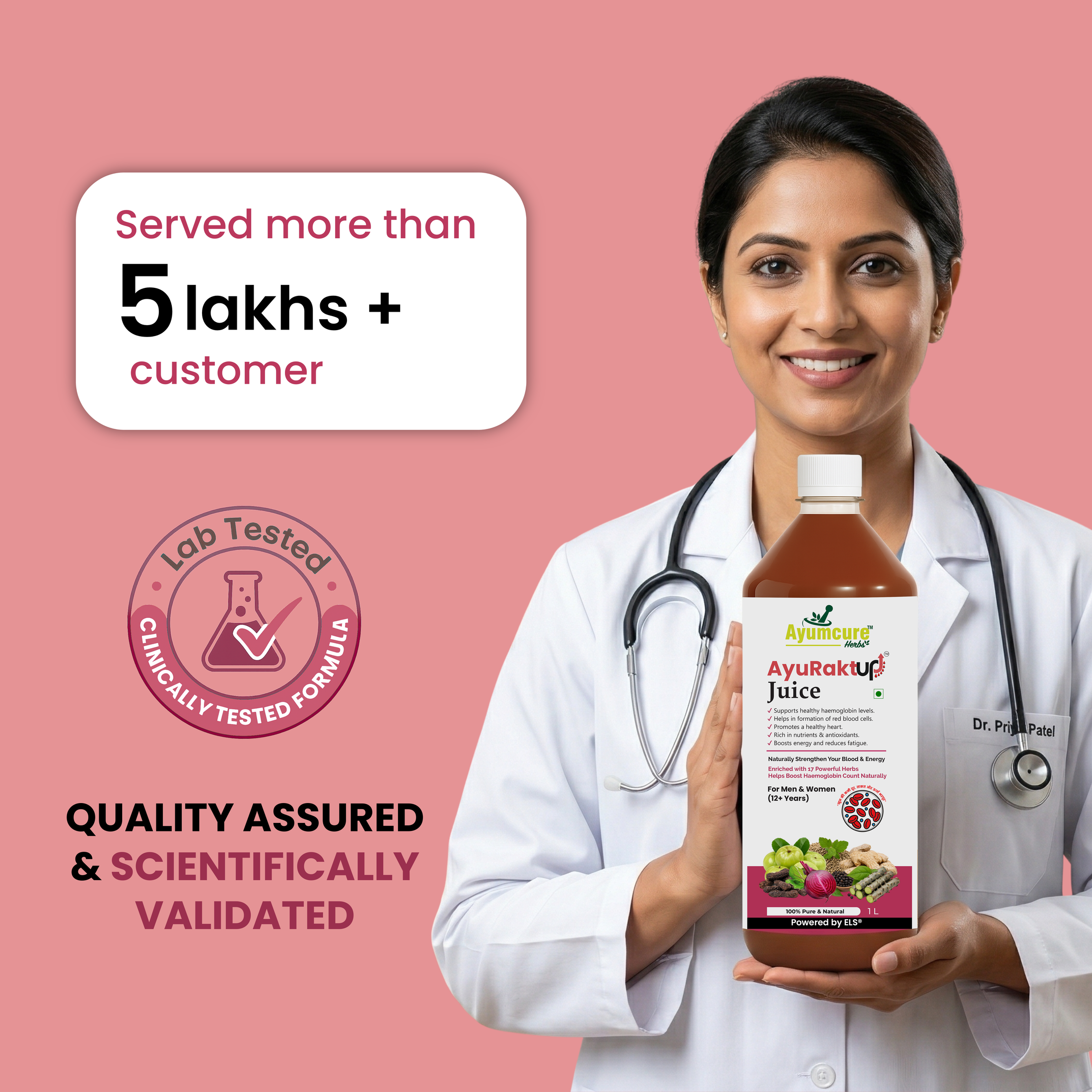 Ayumcure AyuRaktUp Juice | Ayurvedic Blood Health & Iron Support Tonic with 17+ Herbs | Supports Healthy Hemoglobin Levels, RBC Formation & Energy | Helps Reduce Fatigue | 100% Natural | For Men & Women | 1L